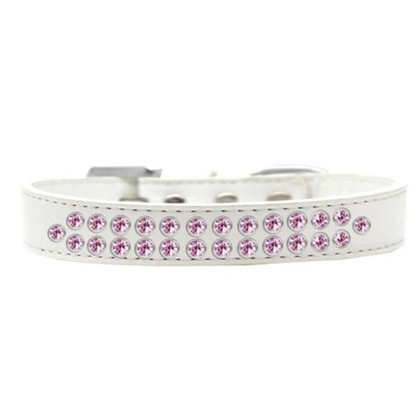 Unconditional Love Two Row Light Pink Crystal Dog CollarWhite Size 14 UN851317